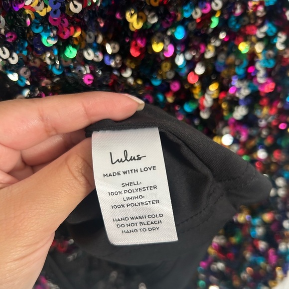 Lulu’s All that Dazzle Silver Multi Sequin Strapless Mini Dress size small NWT - Picture 10 of 15